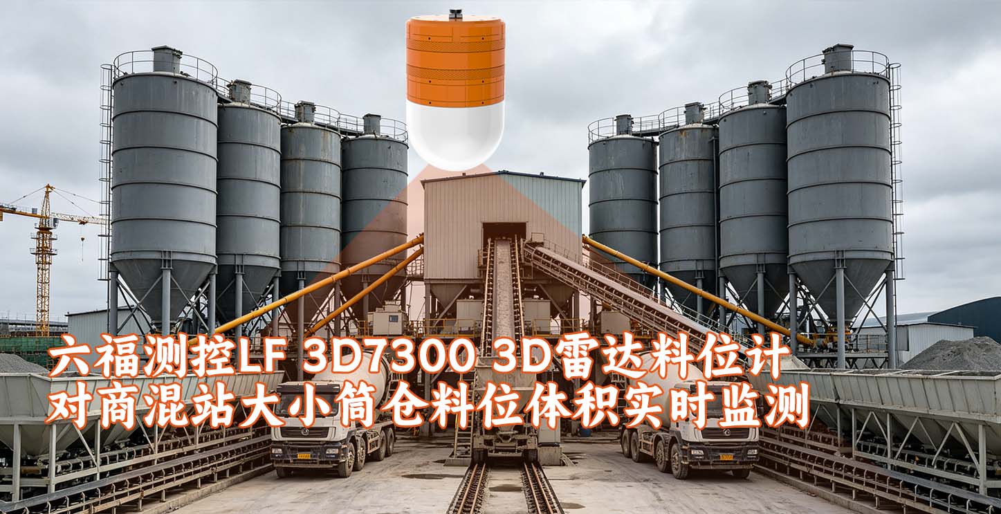 六福测控LF 3D7300 3D雷达料位计对商混站大小筒仓料位体积实时监测