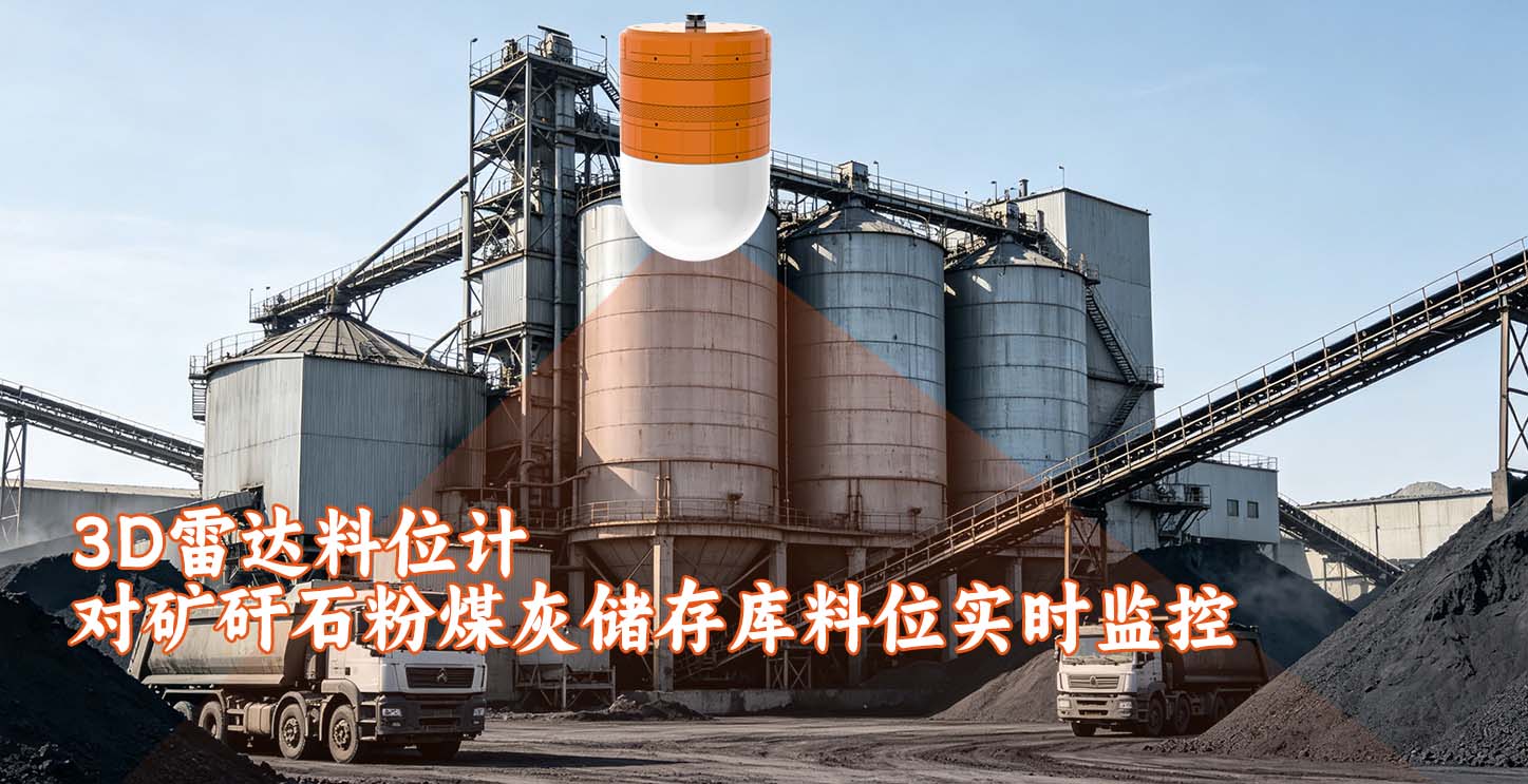 3D雷达料位计对矿矸石粉煤灰储存库料位实时监控