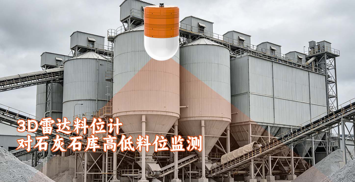 六福测控LF 3D7300 3D雷达料位计对石灰石库高低料位监测